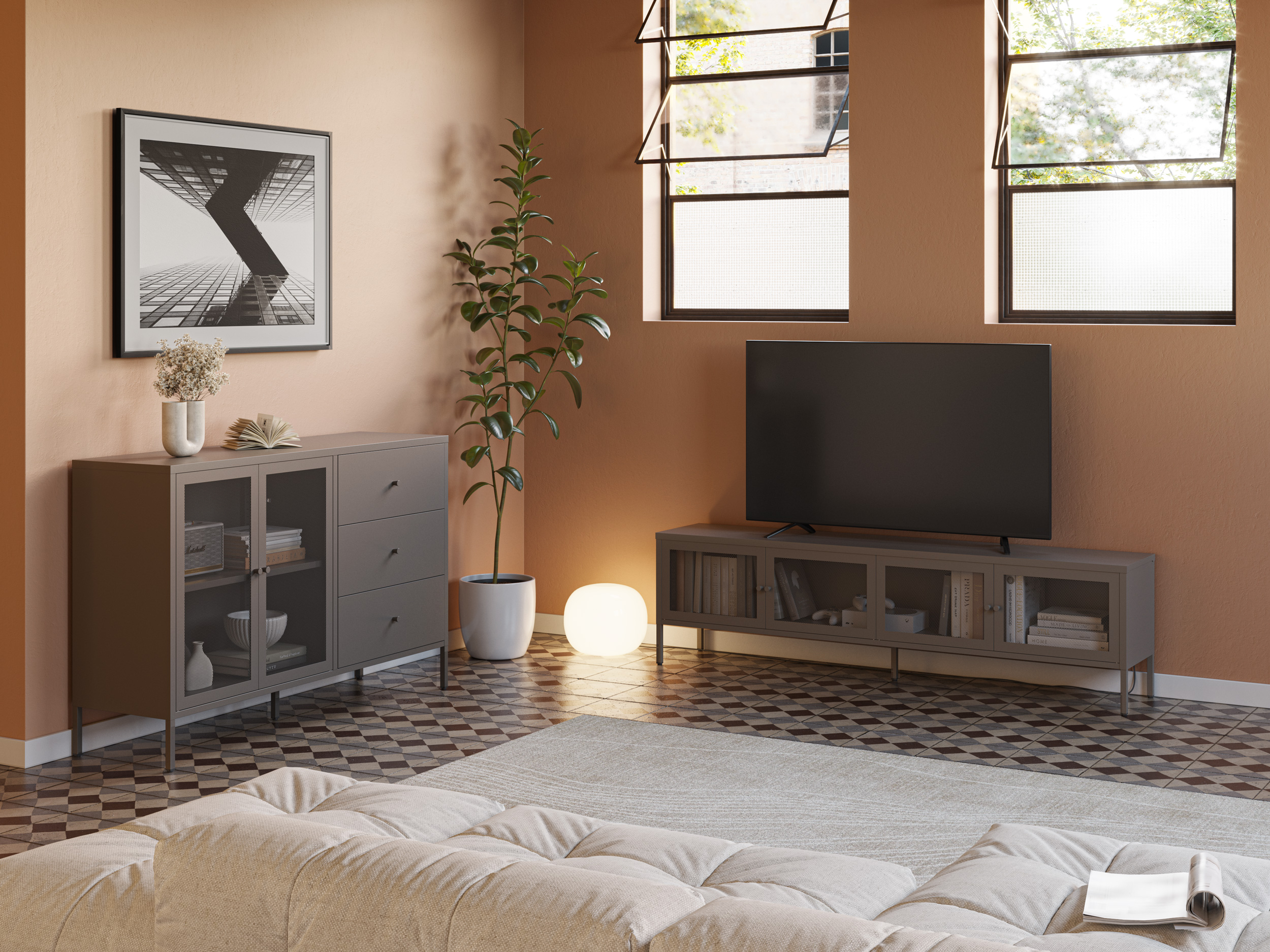 MUEBLE TV FAYNA 4P 160CM MOCA - Imagen 3