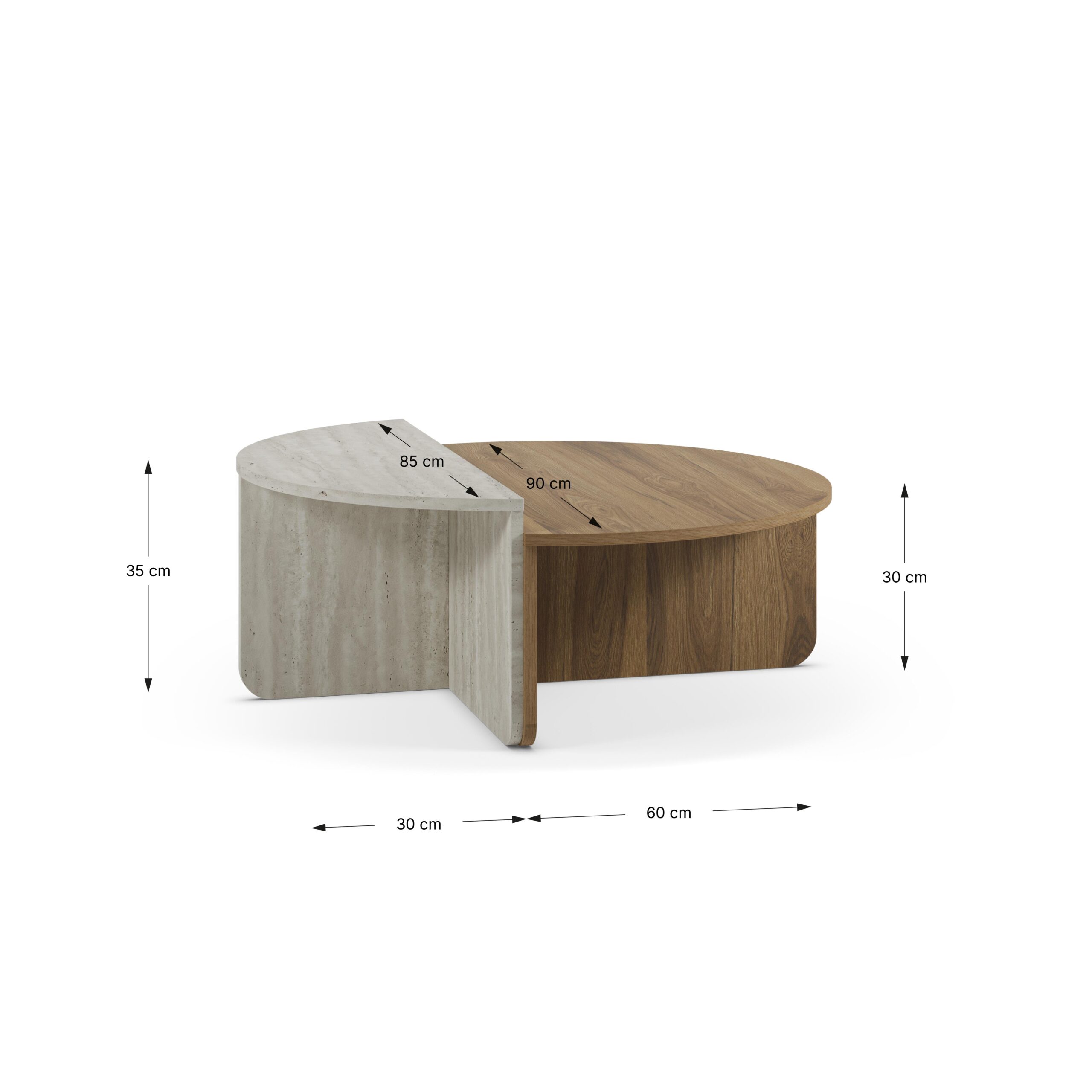 MESA CENTRO ALIX ROBLE-UD/TRAVERTINE - Imagen 3