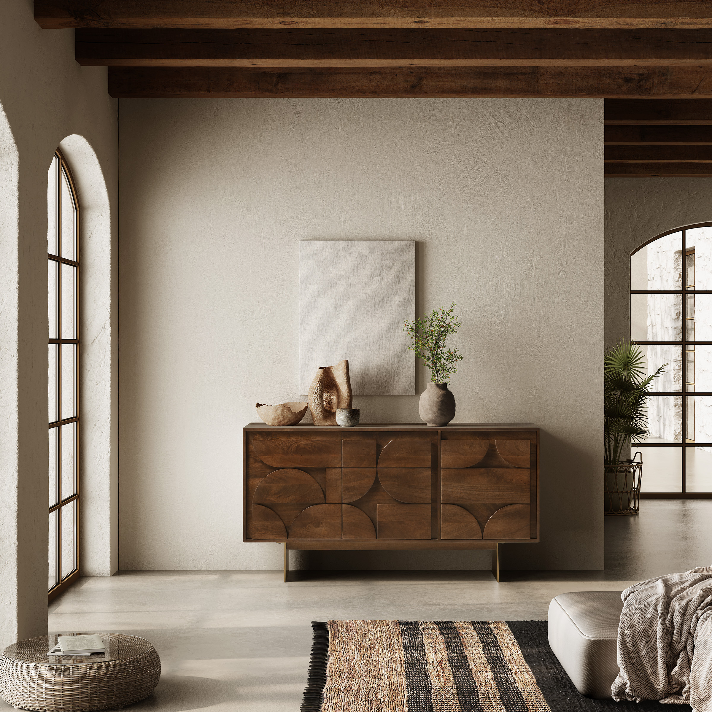 APARADOR TRISHA 3P 145CM MARRON OSCURO - Imagen 2