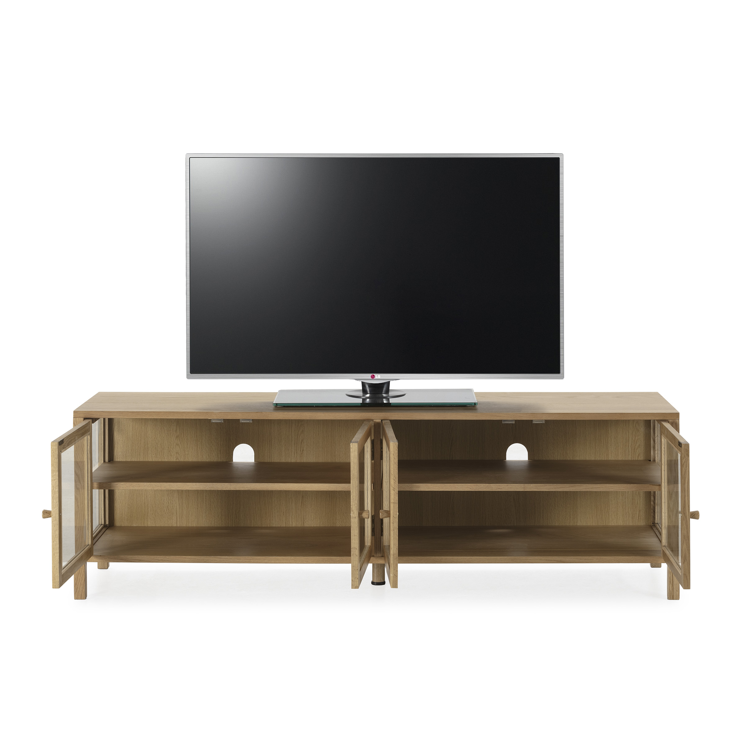 MUEBLE TV CECI 4P 160CM ROBLE PUERTA CRISTAL - Imagen 2