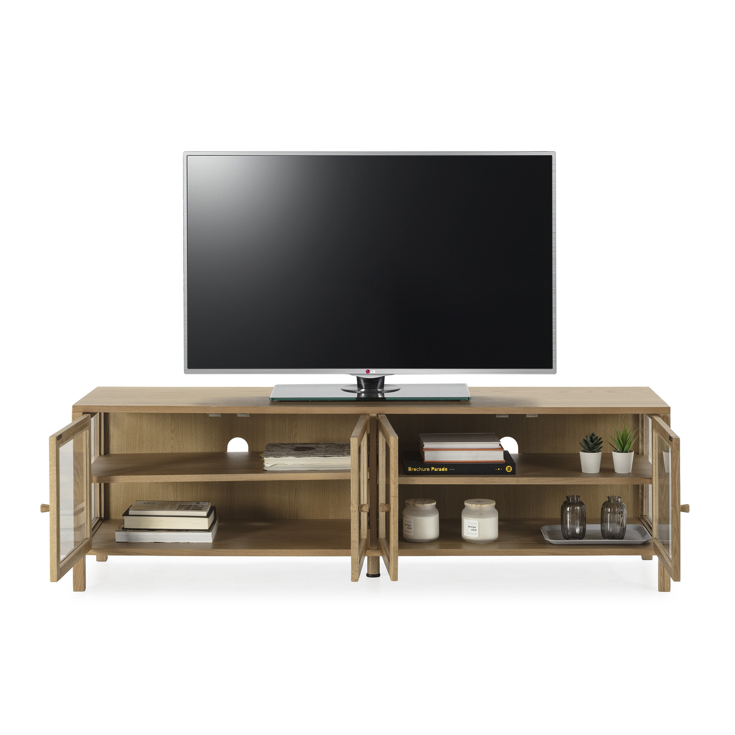 MUEBLE TV CECI 4P 160CM ROBLE PUERTA CRISTAL - Imagen 8