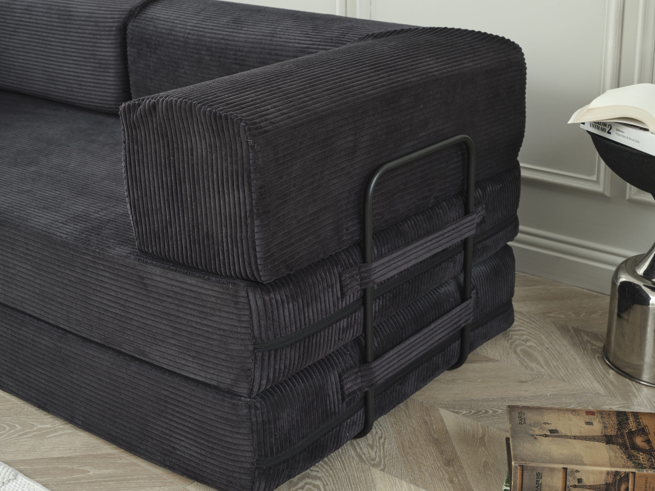SOFA CAMA AGNES 90X200 NEGRO - Imagen 4
