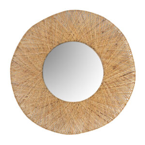 Espejo Bayle de estilo contemporáneo fabricado en ratán en color marrón combinado con espejo y espejo.