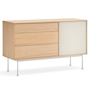 Aparador de chapada en madera con puertas con cajones