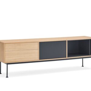 Mueble TV de chapada en madera con puertas con cajones