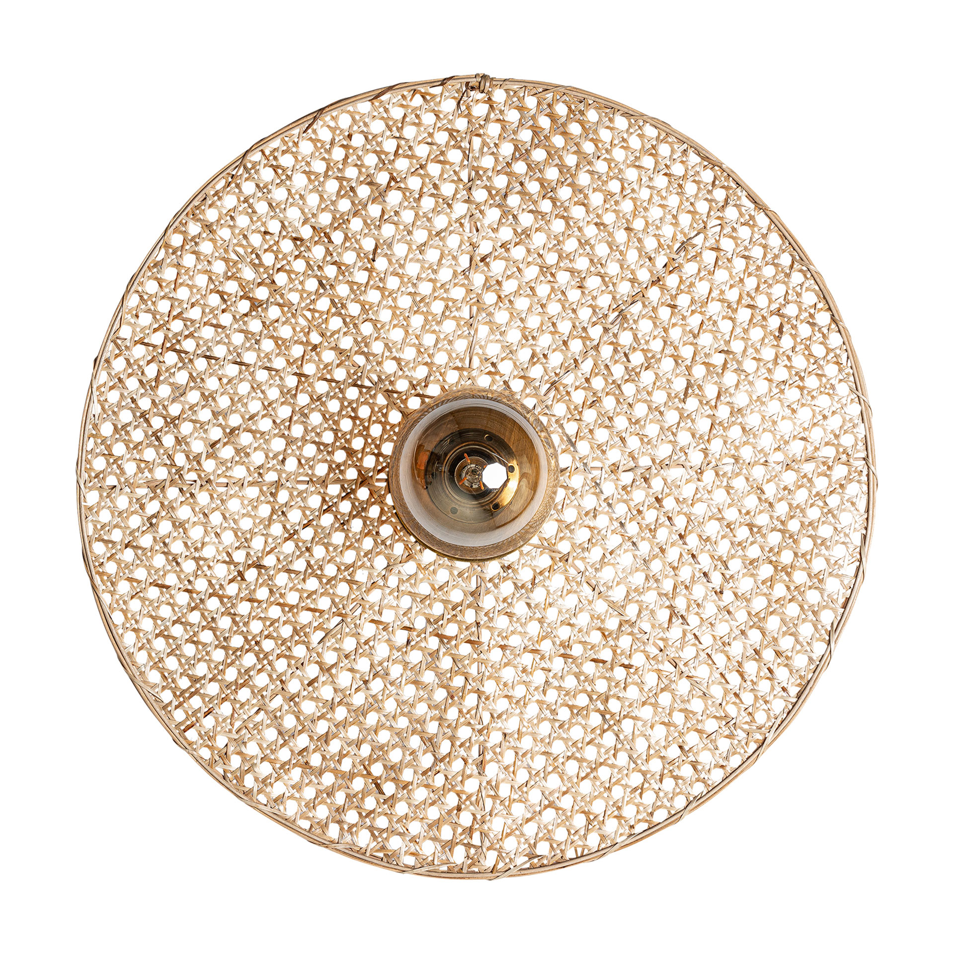 Aplique Macey de estilo contemporáneo fabricado en hierro en color marrón combinado con ratán y latón.