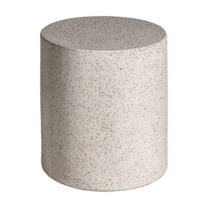 Mesa auxiliar albenga de estilo contemporáneo fabricado en terrazo en color blanco.