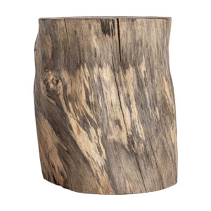 Reposapiés Dharm de estilo étnico fabricado en madera de tamarindo en color marrón.