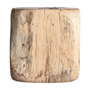 Reposapiés Dharm de estilo étnico fabricado en madera de tamarindo en color marrón.