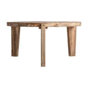 Mesa de centro lux de estilo colonial fabricado en madera de teka reciclada en color marrón con acabado envejecido. Producto desmontable.