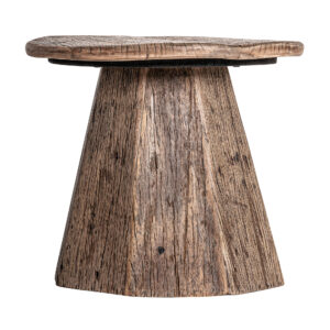 Mesa auxiliar walding de estilo nórdico fabricado en madera recuperada en color marrón.