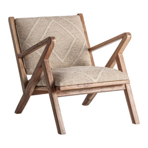 Sillón elgin de estilo vintage fabricado en yute en color tonos en marrón combinado con madera de mango en color marrón.