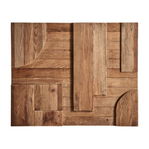 Panel decorativo Crissey de estilo contemporáneo fabricado en madera de pino reciclado en color marrón.