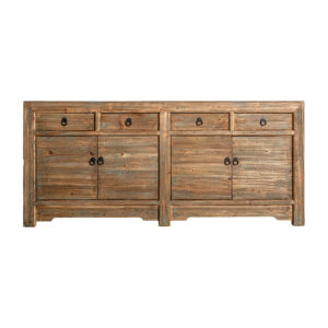 Aparador zeitz de estilo colonial fabricado en madera de pino en color marrón.