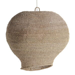 Lámpara de colgar igotz de estilo boho fabricado en madera palma en color marrón.