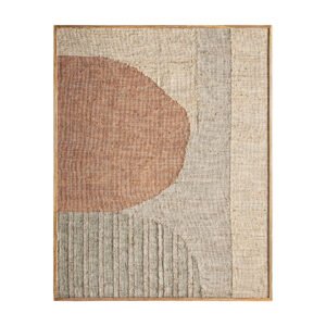 Cuadro brahma de estilo boho fabricado en madera de mango en color tonos en marrón con acabado artesanal combinado con algodón y cáñamo.