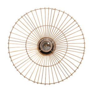 Aplique Alain de estilo art deco fabricado en hierro en color oro combinado con ratán en color marrón claro.