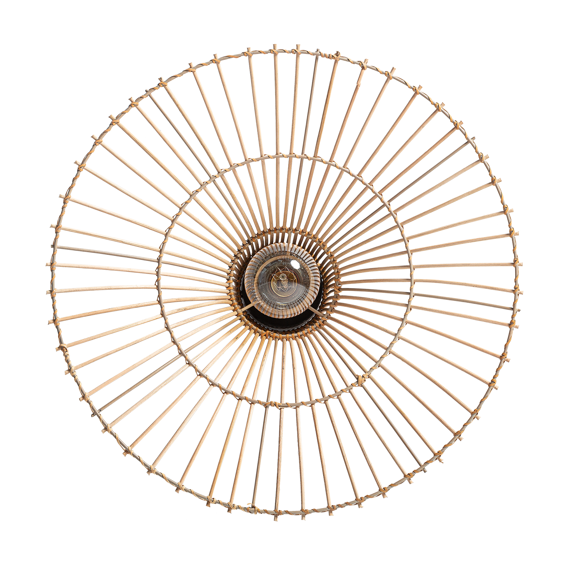 Aplique Alain de estilo art deco fabricado en hierro en color oro combinado con ratán en color marrón claro.