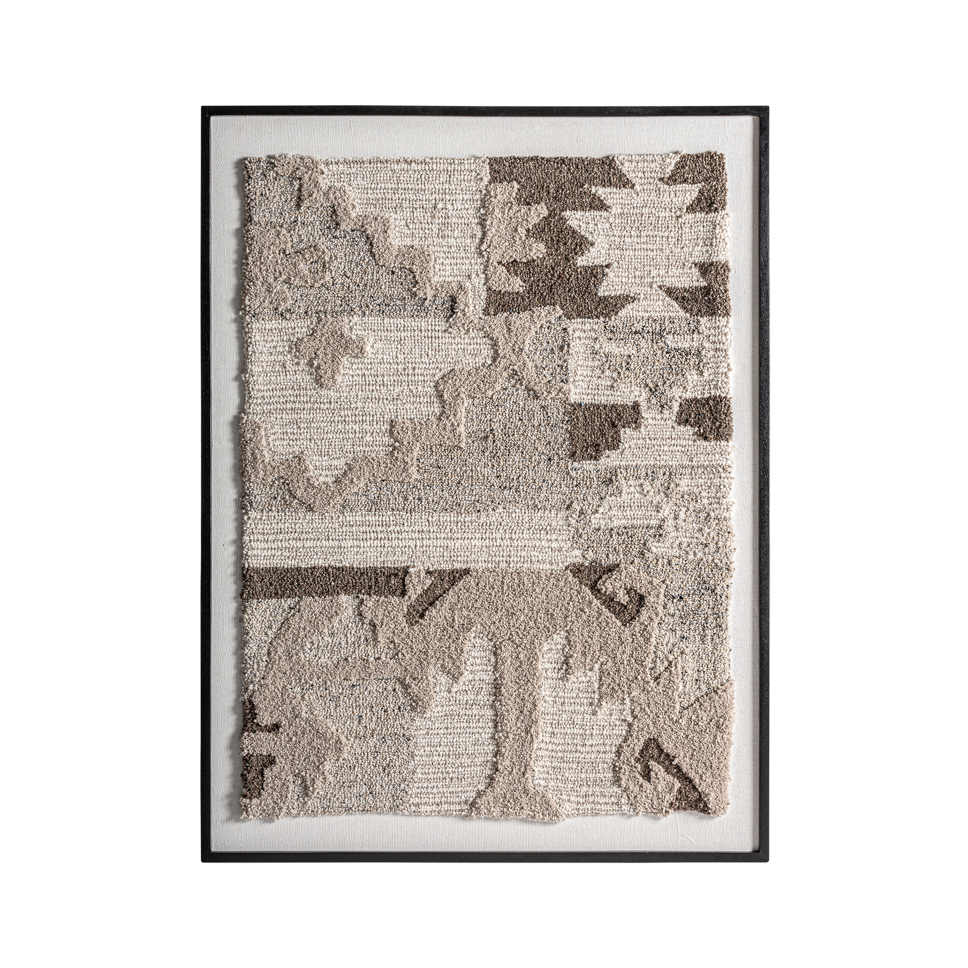 Cuadro ivar de estilo boho fabricado en algodón en color beige combinado con lana en color tonos en marrón y madera de mango en color marrón con acabado natural.