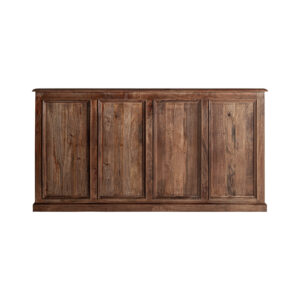 Mostrador agen de estilo colonial fabricado en madera de teka reciclada en color marrón.