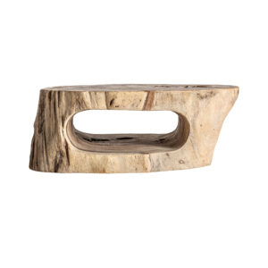 Mesa de centro khaled de estilo étnico fabricado en madera suar en color marrón con acabado natural.