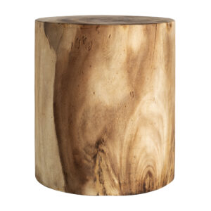 Mesa de centro Kondoa de estilo étnico fabricado en madera suar en color tonos en marrón con acabado tallado.