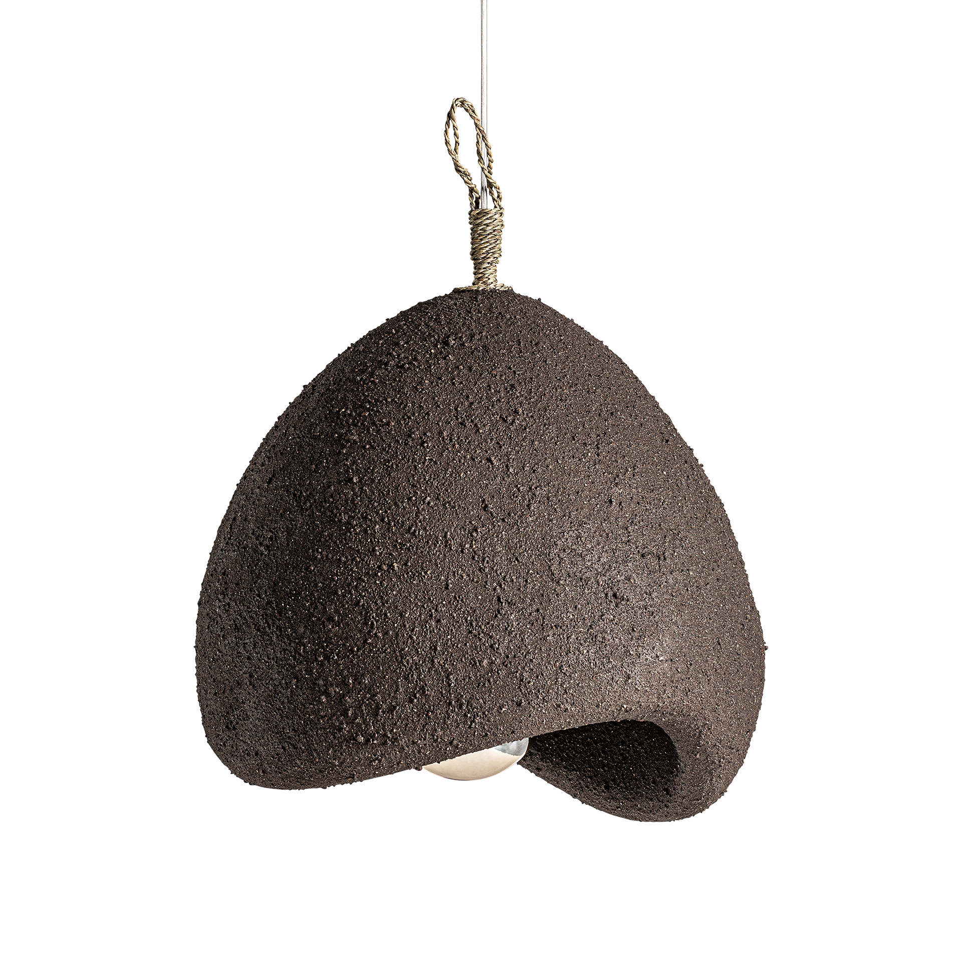 Lámpara de colgar Thierry de estilo contemporáneo fabricado en resina en color marrón.