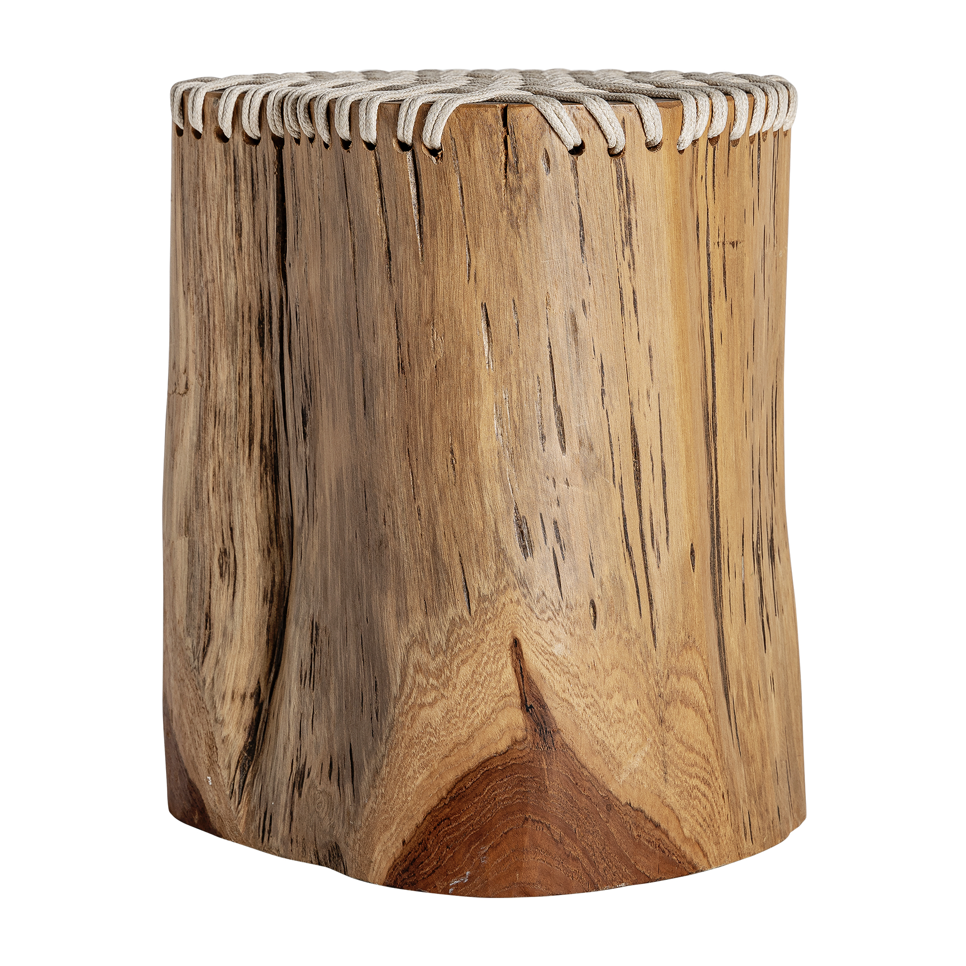 Mesa auxiliar obernai de estilo étnico fabricado en madera suar en color marrón con acabado natural.