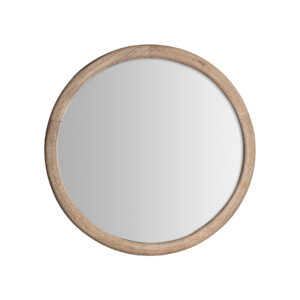 Espejo jacquard de estilo contemporáneo. Fabricado en madera de mango en color marrón claro combinado con espejo.