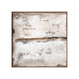 Lienzo atif de estilo contemporáneo fabricado en lienzo en color tonos en marrón con acabado artesanal combinado con madera de pino en color marrón.