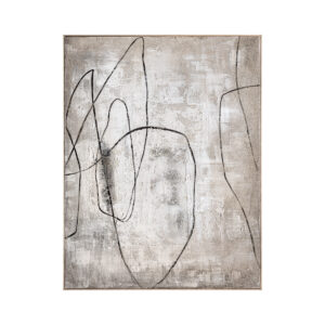 Lienzo enver de estilo contemporáneo fabricado en lienzo en color tonos claros con acabado artesanal combinado con madera de pino en color marrón claro.