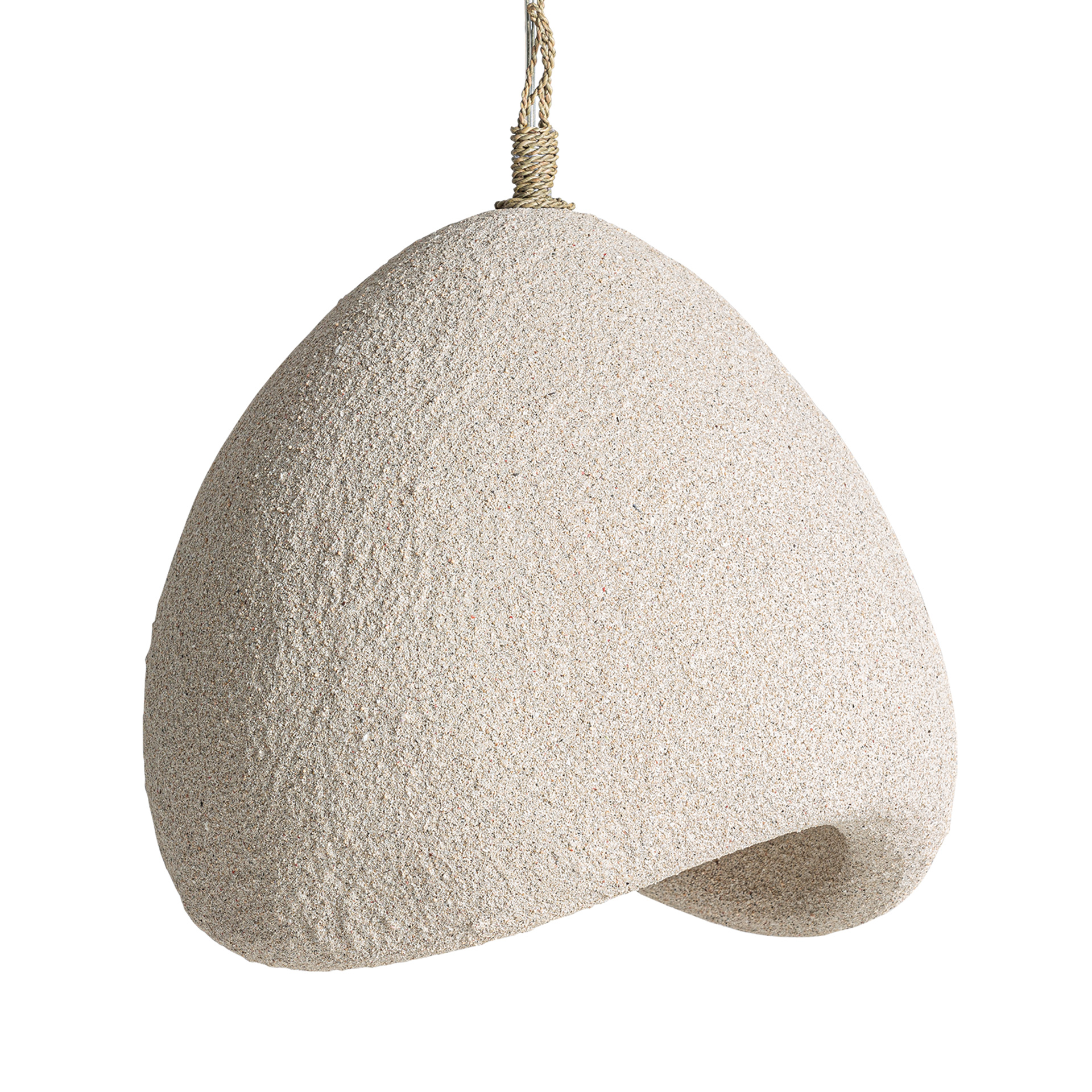 Lámpara de colgar Sibille de estilo contemporáneo fabricado en resina en color blanco roto con acabado rugoso.