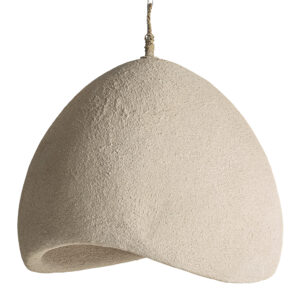 Lámpara de colgar Sibille de estilo contemporáneo fabricado en resina en color blanco roto con acabado rugoso.