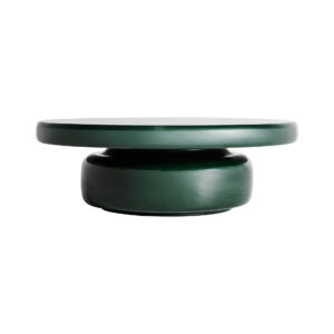 Mesa de centro gory de estilo contemporáneo fabricado en madera dm en color verde con acabado brillo combinado con fibra de vidrio en color verde. Producto desmontable.