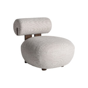 Sillón tielt de estilo contemporáneo fabricado en madera de fresno en color blanco roto combinado con espuma y poliéster.