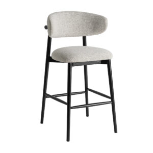 Taburete Glades de estilo contemporáneo fabricado en madera de fresno en color negro combinado con poliéster en color beige.