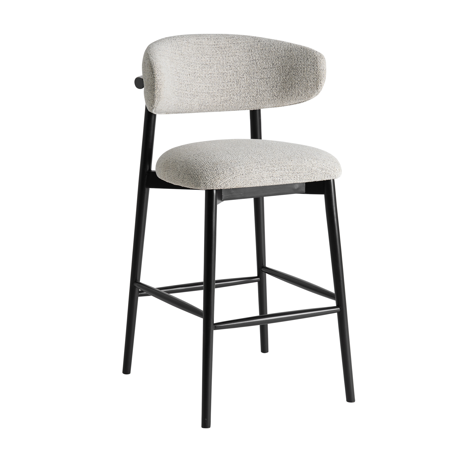 Taburete Glades de estilo contemporáneo fabricado en madera de fresno en color negro combinado con poliéster en color beige.