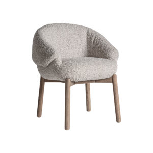 Silla Jacquard fabricado en madera roble en color marrón combinado con poliéster en color gris.