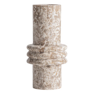 Jarrón Trava de estilo contemporáneo fabricado en mármol en color beige con acabado mate.