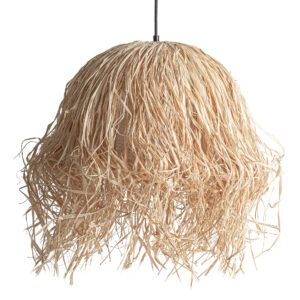 Lámpara de colgar Kall de estilo boho fabricado en papel en color marrón claro combinado con hierro en color negro.