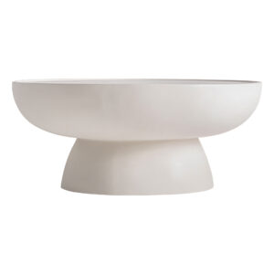 Mesa de centro Naima de estilo contemporáneo fabricado en hormigón armado en color blanco roto.