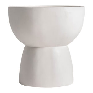 Mesa de centro Naima de estilo contemporáneo fabricado en hormigón armado en color blanco roto.