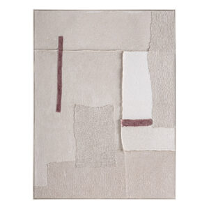 Cuadro Zilia de estilo contemporáneo fabricado en lienzo en color blanco roto combinado con madera de pino en color marrón.