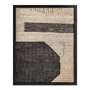 Cuadro Celso de estilo contemporáneo fabricado en madera de mango en color negro combinado con yute en color beige.