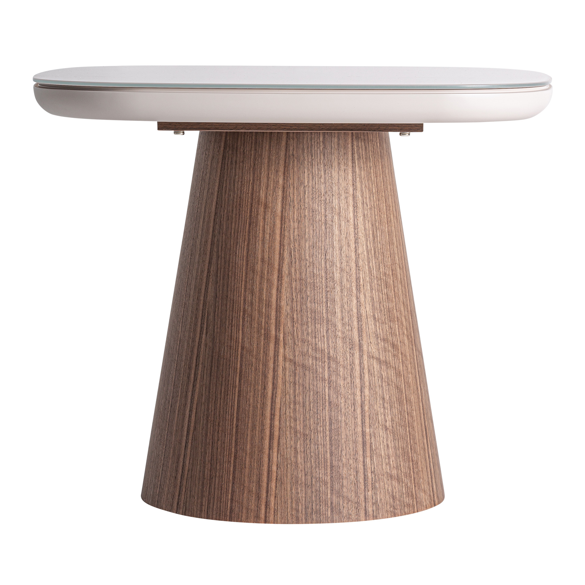 Mesa auxiliar Torksey de estilo contemporáneo fabricado en madera de fresno en color marrón combinado con cristal en color beige con acabado templado. Producto desmontable.