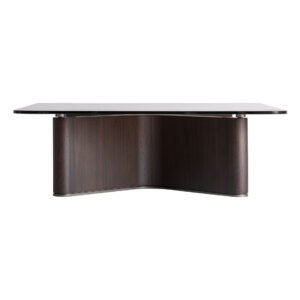 Mesa de centro Bransby de estilo contemporáneo fabricado en madera de fresno en color negro combinado con cristal en color gris con acabado templado. Producto desmontable.