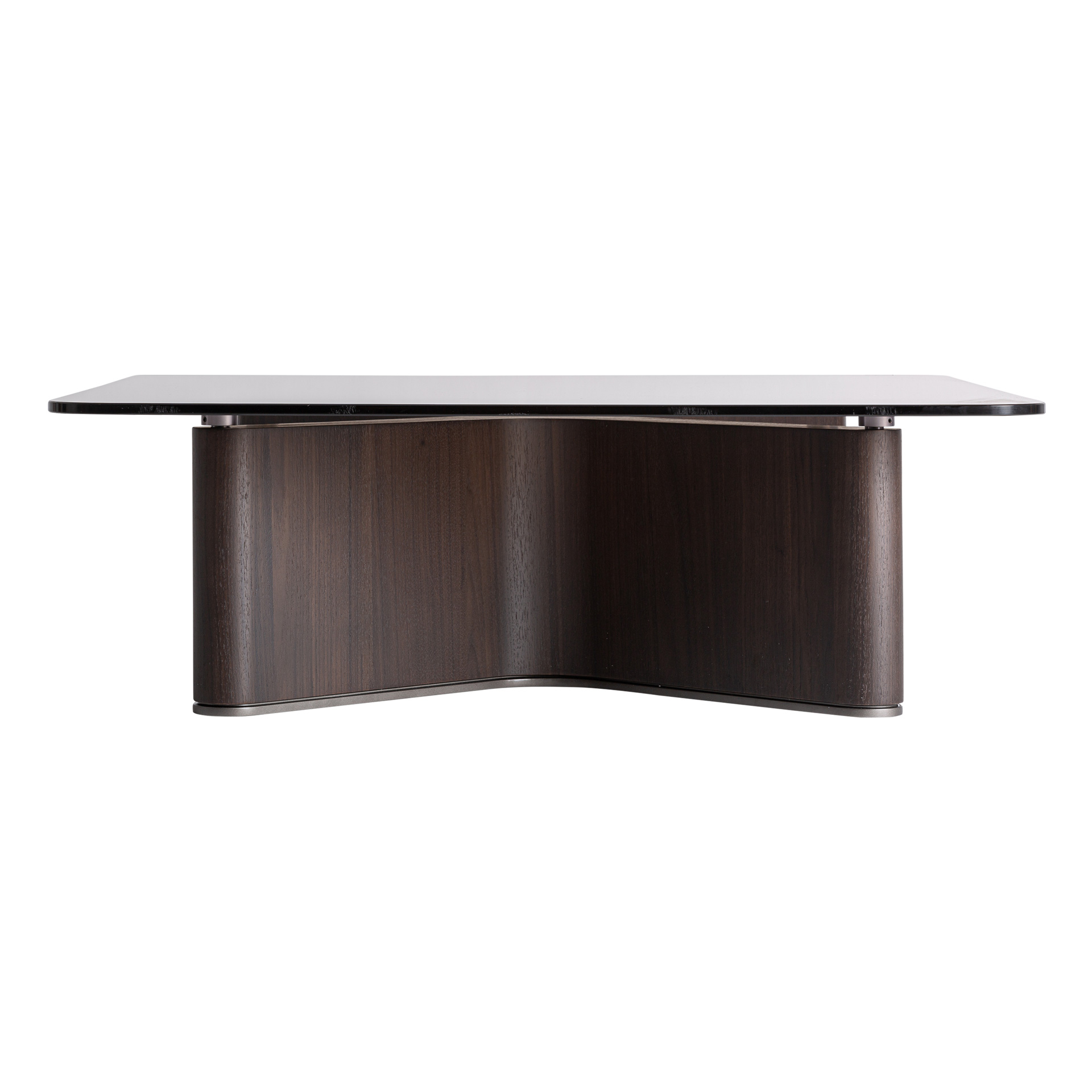 Mesa de centro Bransby de estilo contemporáneo fabricado en madera de fresno en color negro combinado con cristal en color gris con acabado templado. Producto desmontable.