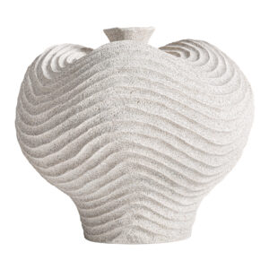 Jarrón Greth de estilo contemporáneo fabricado en resina en color blanco.