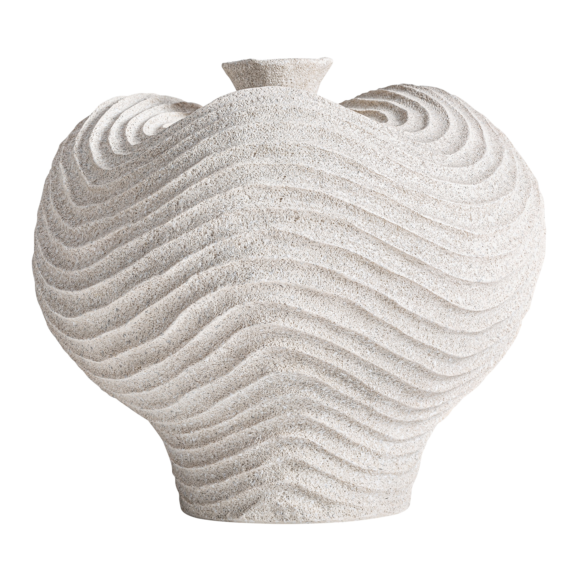 Jarrón Greth de estilo contemporáneo fabricado en resina en color blanco.