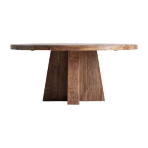 Mesa comedor Brutalist de estilo contemporáneo fabricado en madera de sal en color marrón con acabado teñido. Producto desmontable.